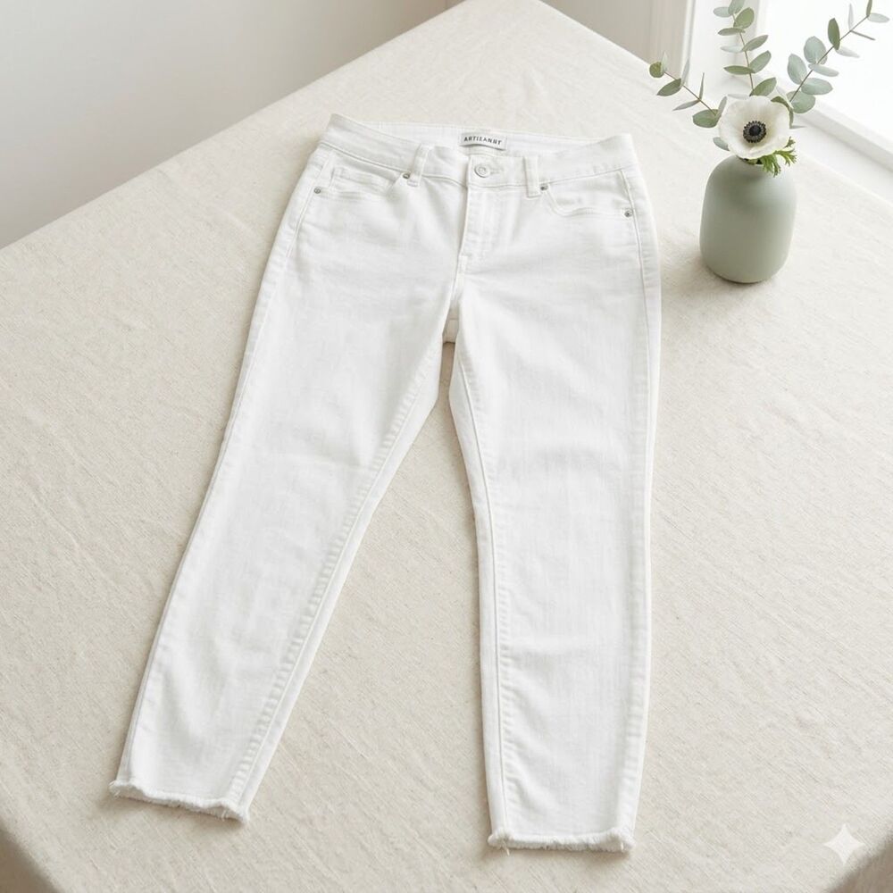 Artisan NY Womens White Raw Hem Skinny Jeans 4